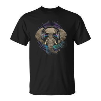 Music Elephant Dj With Headphones Musical Elephant Lovers Unisex T-Shirt | Mazezy