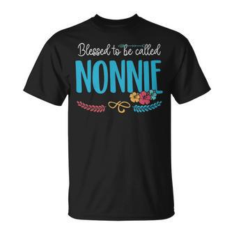 Nonnie Grandma Blessed To Be Called Nonnie T-Shirt - Seseable