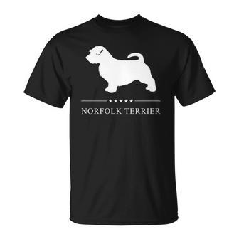 Norfolk Terrier Dog White Silhouette Unisex T-Shirt | Mazezy