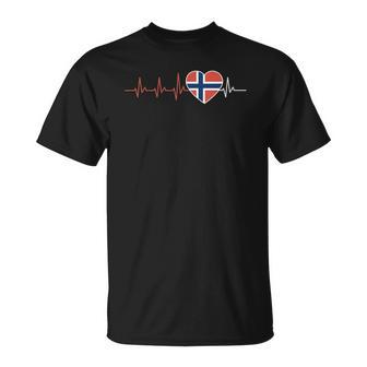 Norway Flag Heartbeat Noreg Norge Norwegian Unisex T-Shirt | Mazezy
