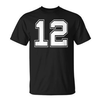 Number 12 Baseball Football Soccer Fathers Day Gift Unisex T-Shirt | Mazezy