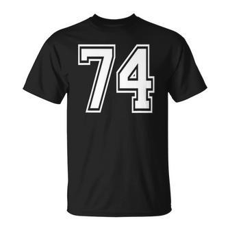 Number 74 Birthday 74Th Sports Player Team Numbered Jersey Unisex T-Shirt | Mazezy