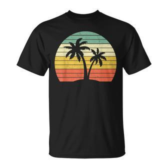 Palm Tree Vintage Retro Style Tropical Beach Unisex T-Shirt | Mazezy