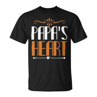 Papas Heart Papa T-Shirt Fathers Day Gift Unisex T-Shirt - Monsterry UK