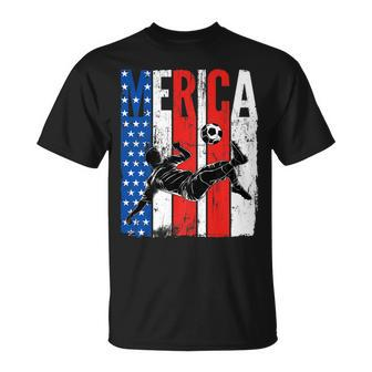 Patriotic American Flag Soccer Ball 4Th Of July Soccer Unisex T-Shirt - Seseable