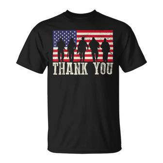 Patriotic American Flag Thank You For Men Women Kid Girl Boy Unisex T-Shirt - Monsterry CA