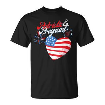 Patriotic And Pregnant 4Th Of July Pregnancy Announcement Unisex T-Shirt - Seseable