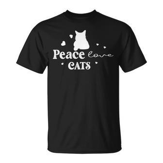 Peace Love Cats Animal Lover Cat Lover Unisex T-Shirt - Monsterry