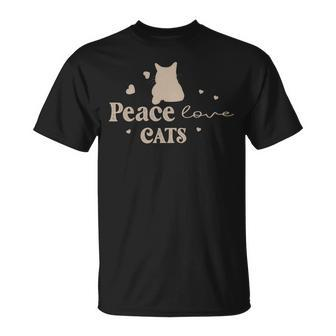 Peace Love Cats Animal Lover Gift For Cat Lover Unisex T-Shirt - Monsterry CA