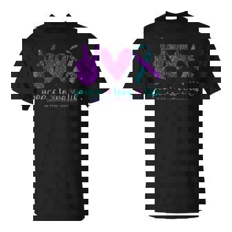 Peace Love Life Suicide Prevention Awareness Purple Ribbon T-shirt - Thegiftio