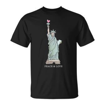 Peace And Love New York City Statue Of Liberty Souvenir T-shirt - Thegiftio UK