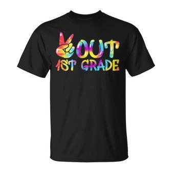 Peace Out 1St Grade Tie Dye Graduation Last Day School Funny Unisex T-Shirt | Mazezy