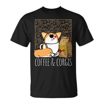 Pembroke Welsh Corgi Dog Coffee Lover Caffeine Corgi Mom Dad Unisex T-Shirt - Monsterry DE
