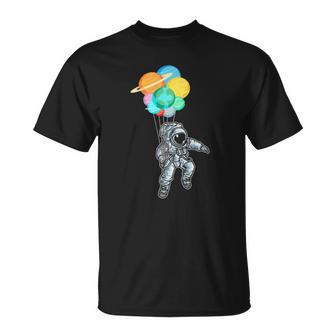 Planet Balloons Astronaut Space Science Unisex T-Shirt | Mazezy