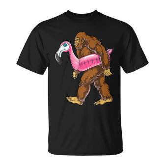 Pool Party Bigfoot Pink Float Flamingo Sasquatch Bird Lover T-shirt - Thegiftio UK