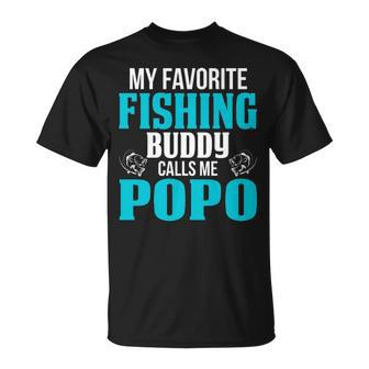 Popo Grandpa Fishing My Favorite Fishing Buddy Calls Me Popo T-shirt - Thegiftio UK