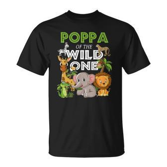 Poppa Of The Wild One Zoo Birthday Safari Jungle Animal Unisex T-Shirt | Mazezy DE