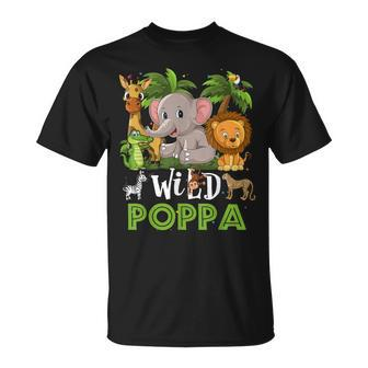 Poppa Of The Wild Zoo Birthday Safari Jungle Animal Funny Unisex T-Shirt - Seseable