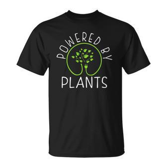 Powered By Plants Vegan Vegetarian Unisex T-Shirt | Mazezy