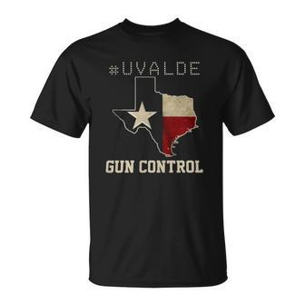 Pray For Texas Uvalde Strong Gun Control Now Texan Flag Map Unisex T-Shirt | Mazezy