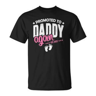 Promoted Daddy Again 2022 Its A Girl Baby Announcement Unisex T-Shirt | Mazezy