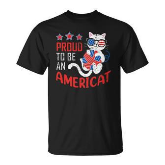 Proud To Be An Americat American Flag Patriotic Cat 4Th July T-shirt - Thegiftio UK