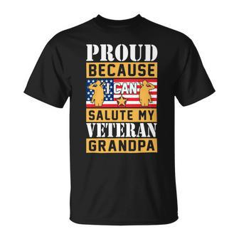 Proud Because I Can Salute My Veteran Grandpa Unisex T-Shirt - Monsterry UK