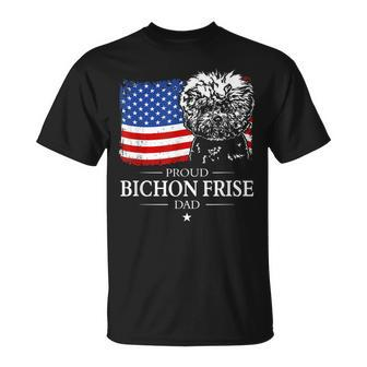 Proud Bichon Frise Dad American Flag Patriotic Dog T-shirt - Thegiftio UK