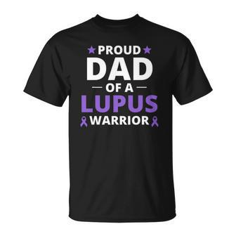 Proud Dad Of A Lupus Warrior Lupus Awareness Purple Ribbon T-shirt - Thegiftio UK