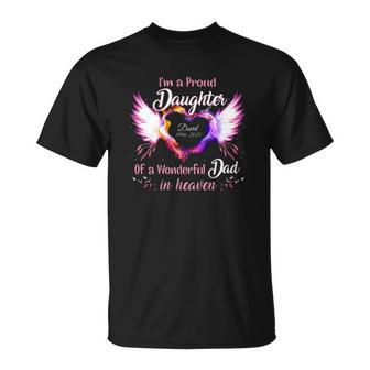 Im A Proud Daughter Of A Wonderful Dad In Heaven David 1986 2021 Angel Wings Heart T-shirt - Thegiftio UK