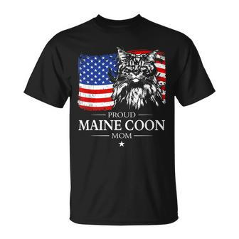 Proud Maine Coon Mom American Flag Patriotic Cat T-shirt - Thegiftio UK