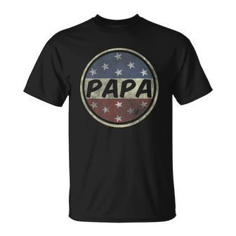 Proud Papa Fathers Day American Flag Button 4Th Of July T-shirt - Thegiftio UK