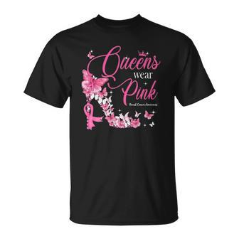 Queens Wear Pink Breast Cancer Awareness Butterfly High Heel Unisex T-Shirt | Mazezy
