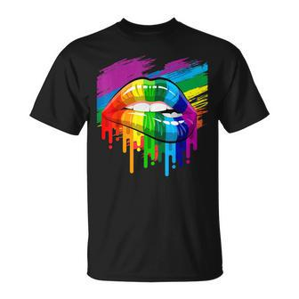 Rainbow Lips Lgbt Pride Month Rainbow Flag Unisex T-Shirt | Mazezy