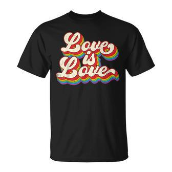 Rainbow Vintage Love Is Love Lgbt Gay Lesbian Pride Unisex T-Shirt | Mazezy