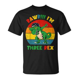 Rawr Im Three Rex Awesome 3Rd Birthday Dinosaur 3 Year Old Unisex T-Shirt - Seseable