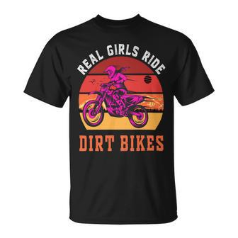 Real Girls Ride Dirt Bikes Funny Girl Motocross Gift Girl Motorcycle Lover Vintage Unisex T-Shirt - Monsterry CA