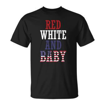 Red White And Baby 4Th July Pregnancy Announcement Unisex T-Shirt | Mazezy