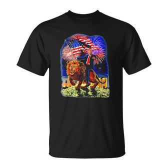 Republican President Donald Trump Riding War Lion Unisex T-Shirt | Mazezy