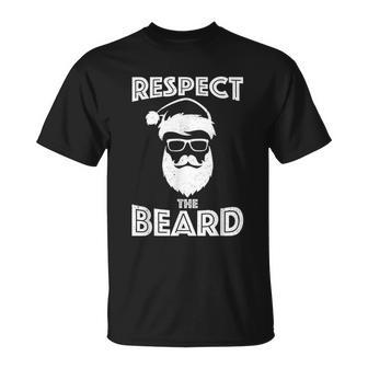 Respect The Beard Christmas Hipster Santa Funny Xmas Unisex T-Shirt - Monsterry DE