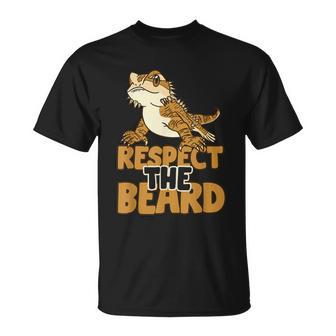 Respect The Beard Funny Bearded Dragon Lizard Unisex T-Shirt - Monsterry UK