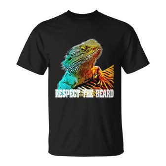 Respect The Beard Funny Bearded Dragon Unisex T-Shirt - Monsterry