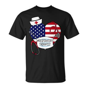Respiratory Therapist Love America 4Th Of July For Nurse Dad Unisex T-Shirt - Seseable