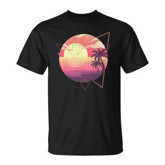 Retro 80S Vaporwave Aesthetic Tropical Sunset 90S Vaporwave T-shirt - Thegiftio UK