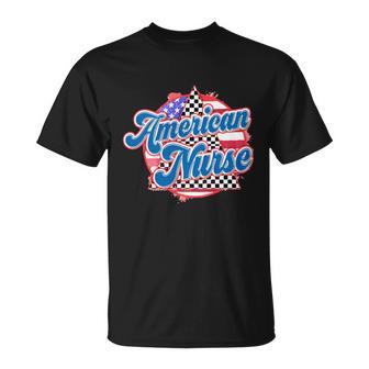 Retro American Nurse 4Th Of July Independence Day Unisex T-Shirt - Monsterry