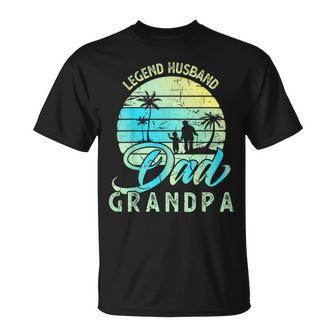 Retro Fathers Day Dad The Legend Husband Dad Grandpa Unisex T-Shirt - Seseable