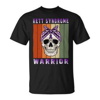 Rett Syndrome Warrior Skull Women Vintage Purple Ribbon Rett Syndrome Rett Syndrome Awareness Unisex T-Shirt | Favorety AU