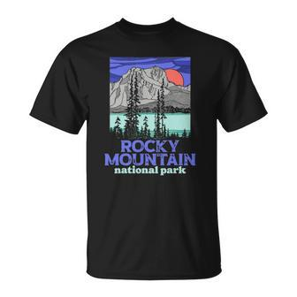 Rocky Mountain National Park Colorado Illustration Vintage Unisex T-Shirt | Mazezy