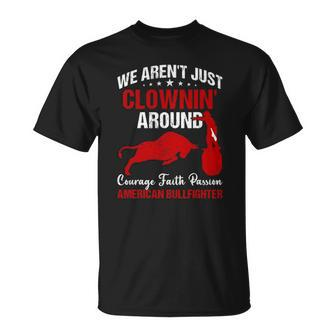 Rodeo Clown Bull Riding Bullfighter Barrelman Souvenir Unisex T-Shirt | Mazezy