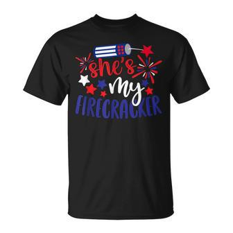Shes My Firecracker His And Hers Patriot 4Th Of July Unisex T-Shirt - Seseable